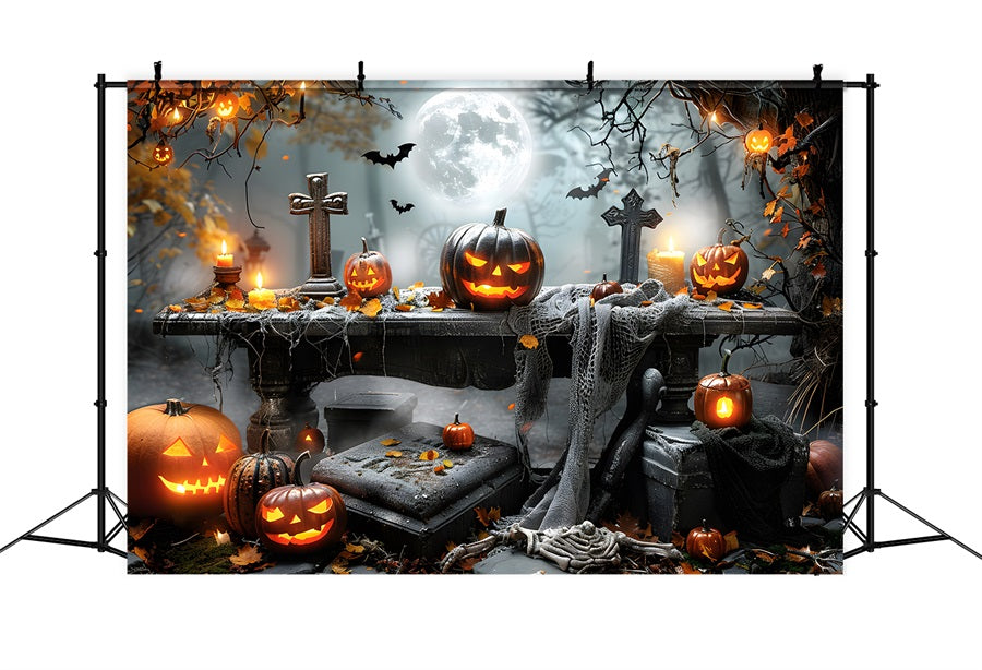 Halloween Graveyard Pumpkin Display Backdrop RR7-370