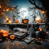 Halloween Graveyard Pumpkin Display Backdrop RR7-370