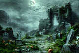 Halloween Haunted Ruins Pumpkin Graveyard Backdrop RR7-373