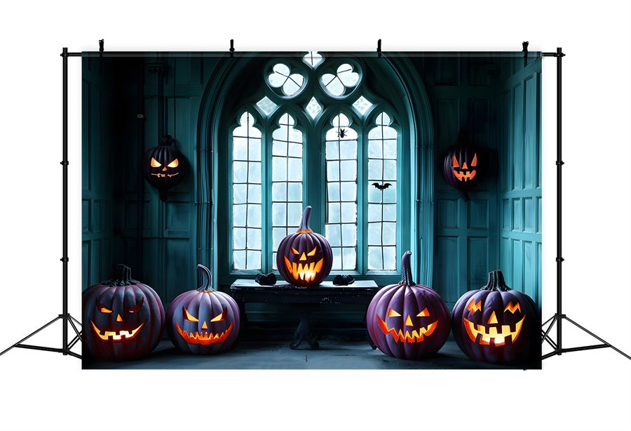 Halloween Gothic Window  Jack-o'-Lanterns Backdrop RR7-374