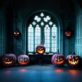 Halloween Gothic Window  Jack-o'-Lanterns Backdrop RR7-374