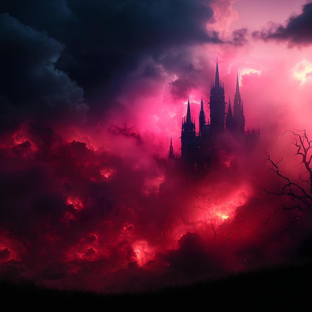 Halloween Dark Castle Blood Red Mist Backdrop RR7-376