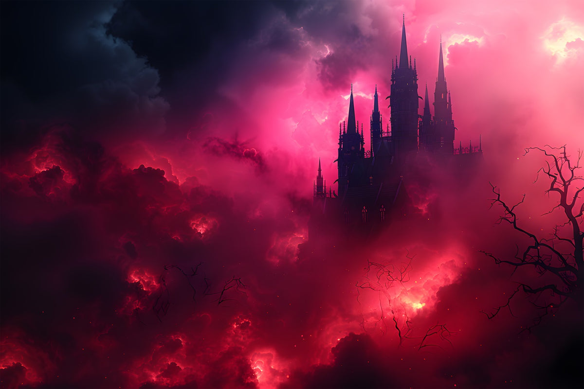 Halloween Dark Castle Blood Red Mist Backdrop RR7-376