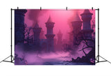 Halloween Haunted Castle Pink Mist Backdrop RR7-377