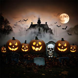 Halloween Graveyard Mansion Jack-o'-Lanterns Backdrop RR7-378