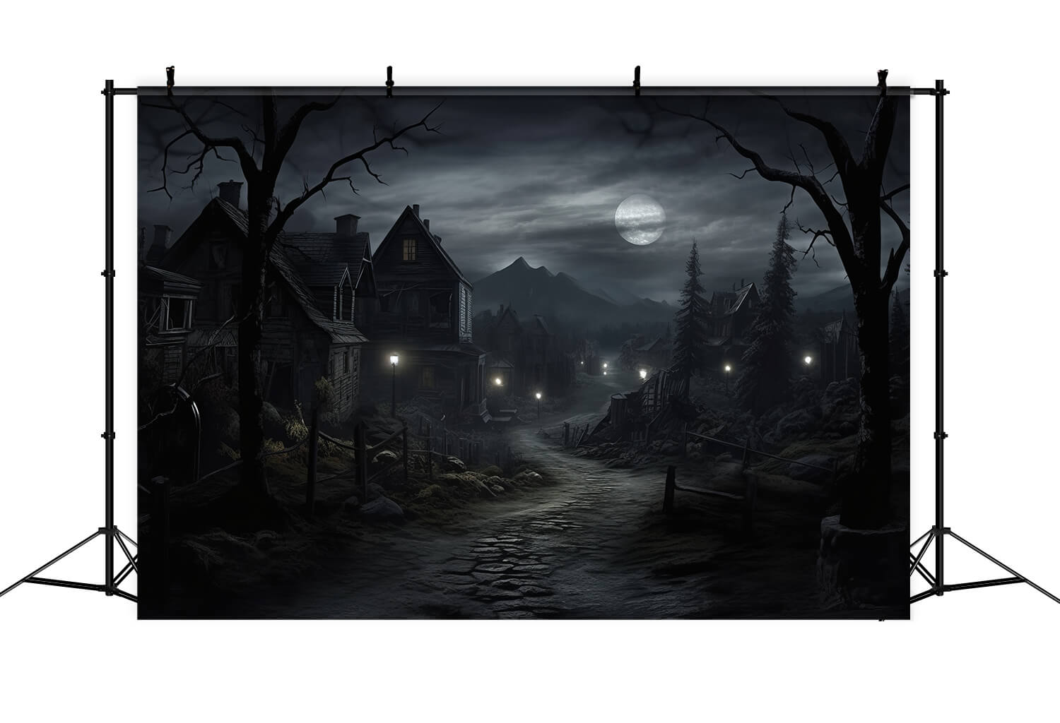 Halloween Haunted Houses Photography Backdrop RR7-38