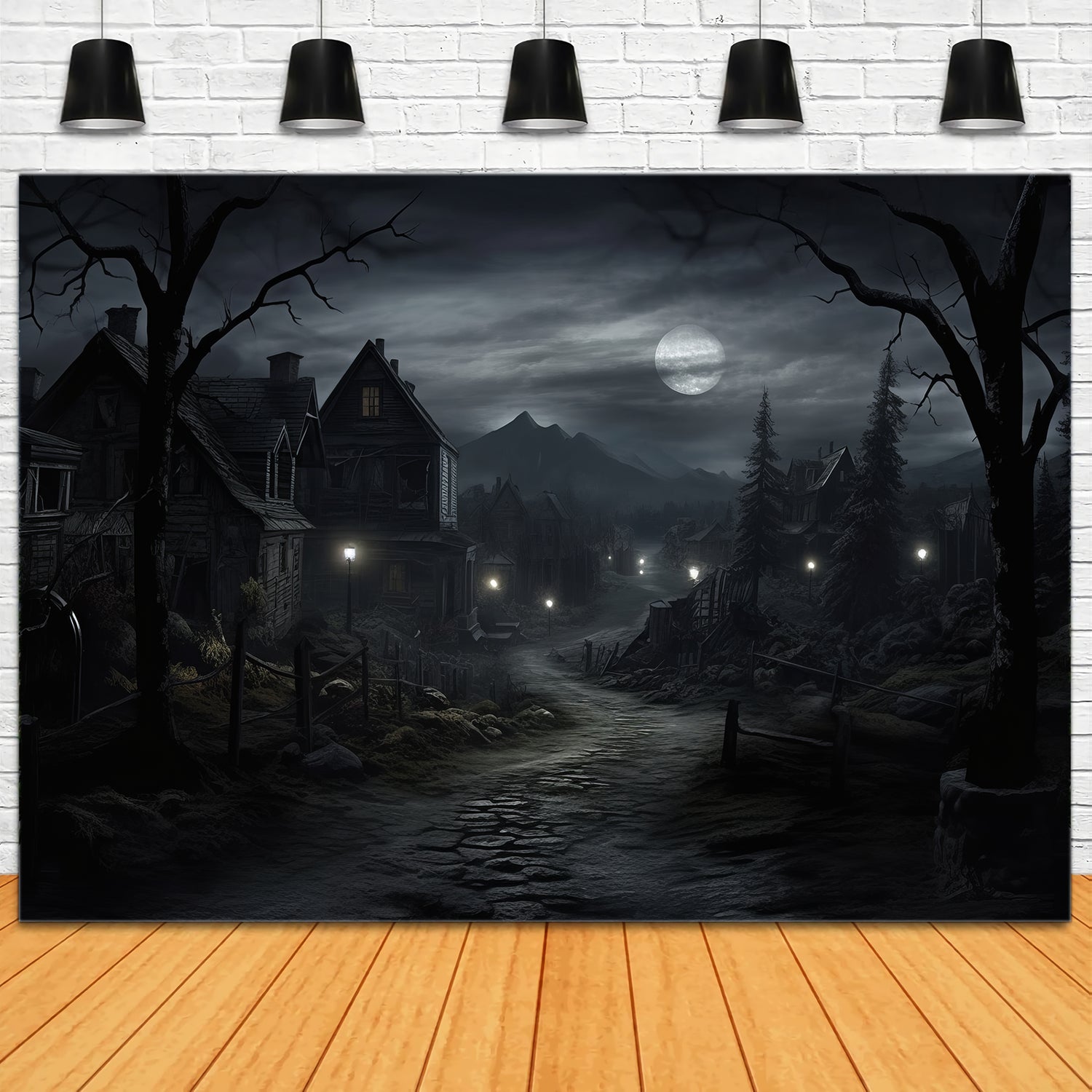 Halloween Haunted Houses Photography Backdrop RR7-38