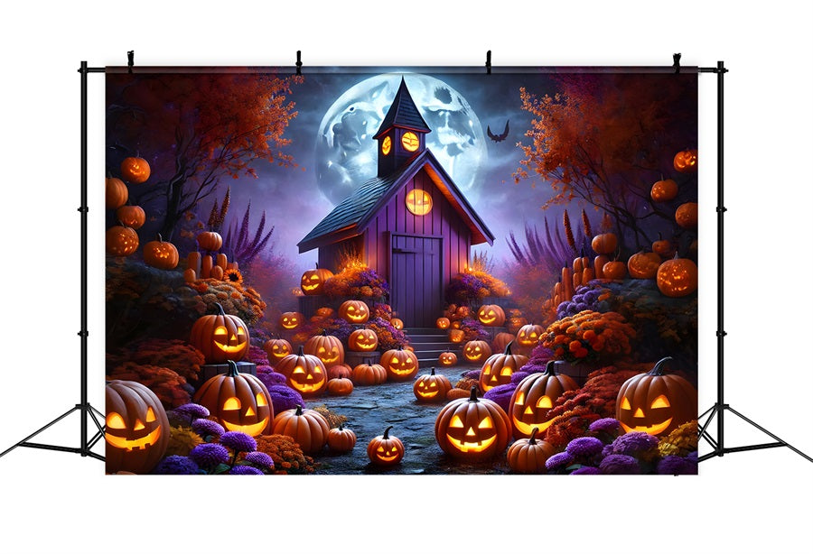 Halloween Pumpkin Lanterns Enchanted Cottage Backdrop RR7-380