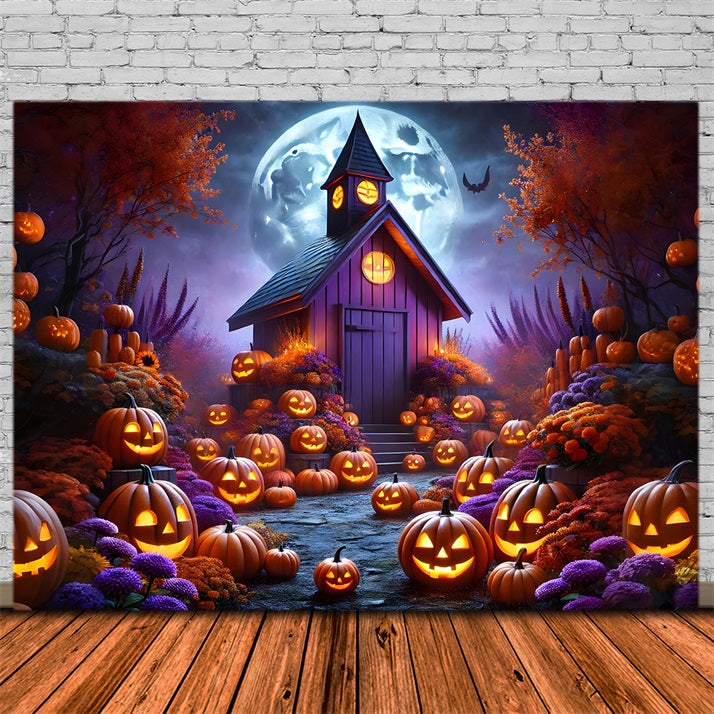 Halloween Pumpkin Lanterns Enchanted Cottage Backdrop RR7-380