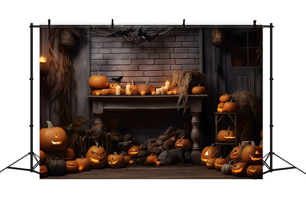 Dark Room Wall Halloween Pumpkins Backdrop RR7-382