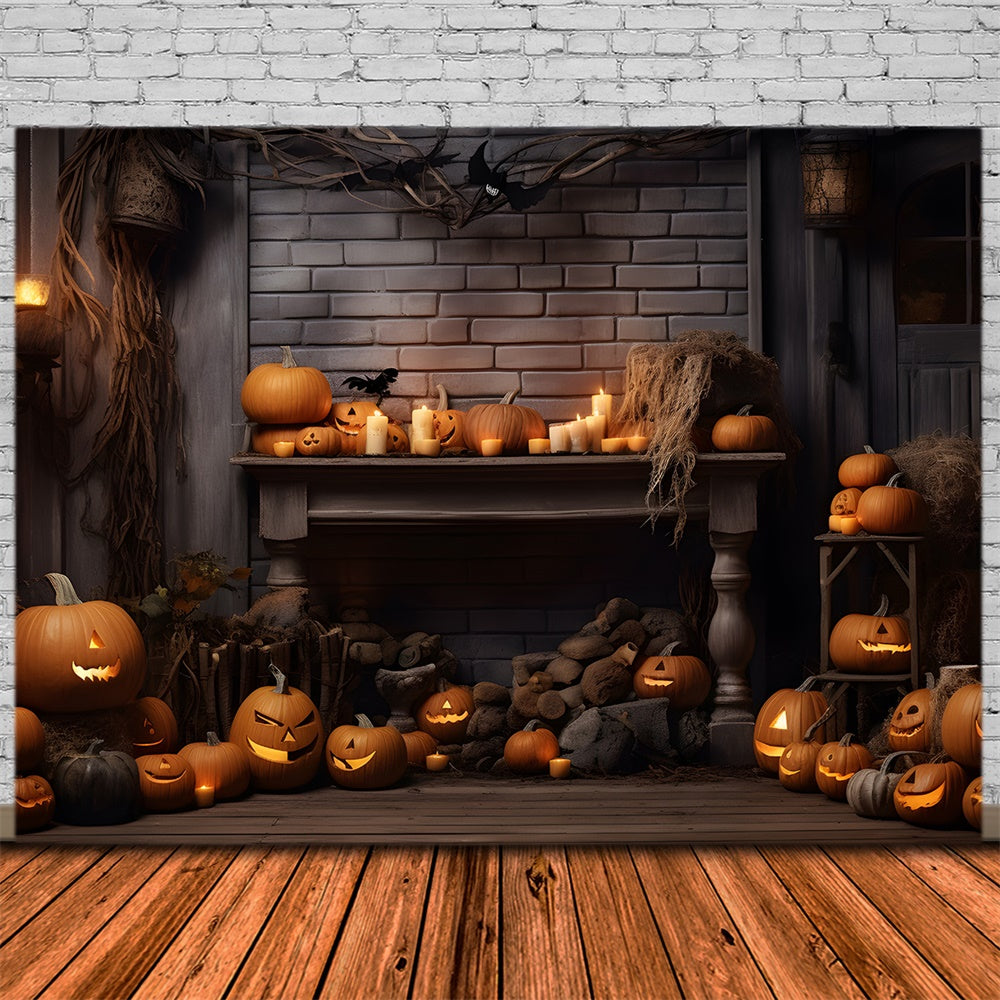 Dark Room Wall Halloween Pumpkins Backdrop RR7-382