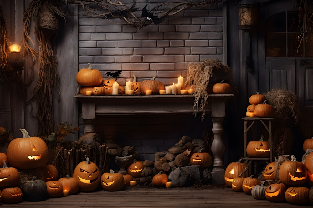 Dark Room Wall Halloween Pumpkins Backdrop RR7-382