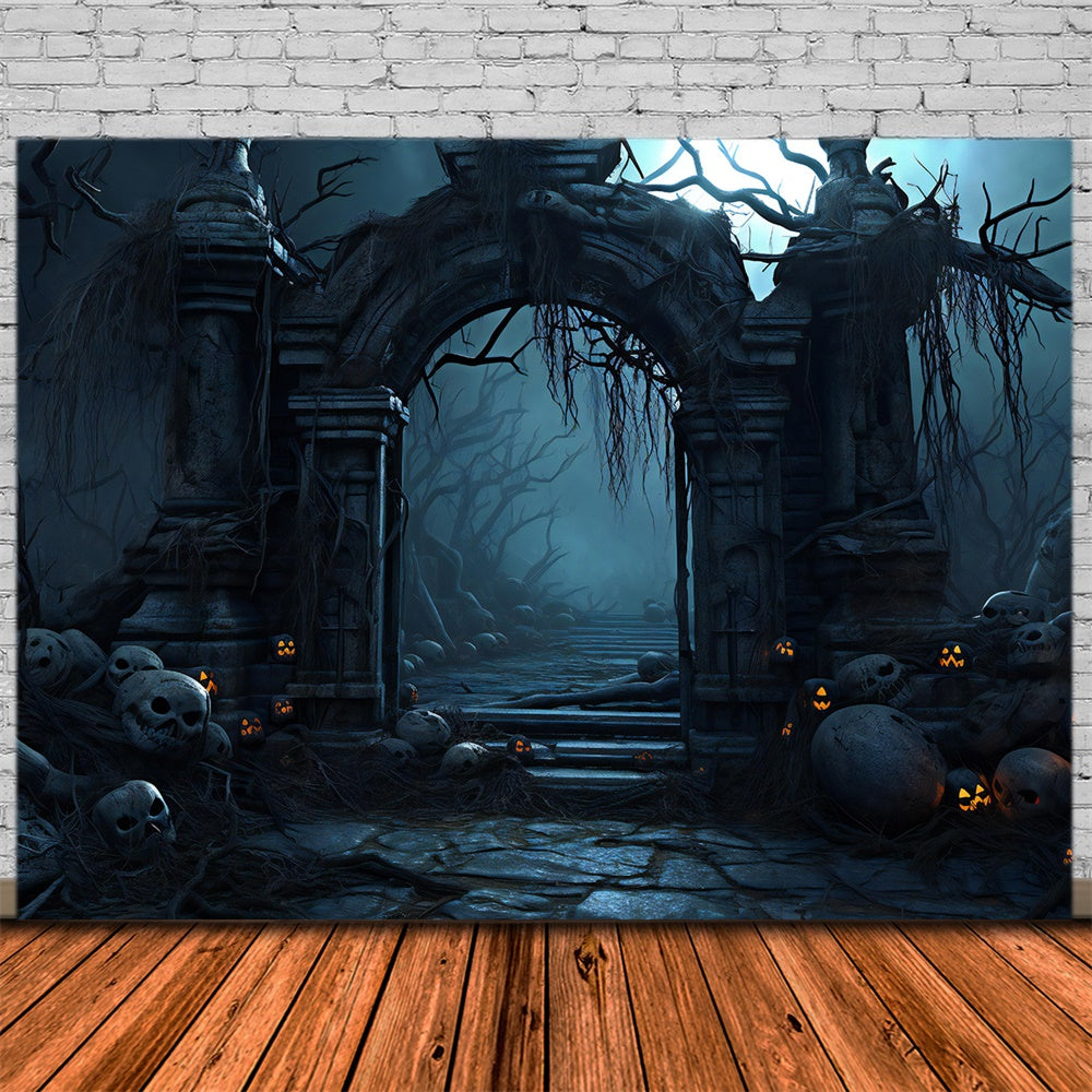 Old Castle Entrance Halloween Photography Backdrop RR7-384