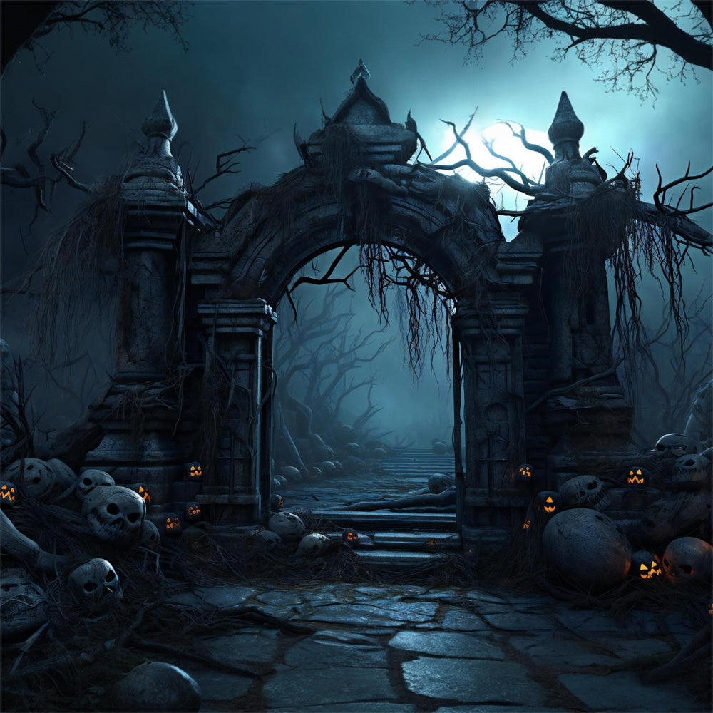 Old Castle Entrance Halloween Photography Backdrop RR7-384