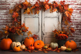 Maple Leaves Door Pumpkins Autumn Backdrop RR7-389