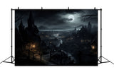 Halloween Night Scary Houses Photography Backdrop RR7-39