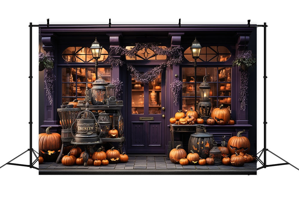 Pumpkins Store Window Halloween Backdrop RR7-390