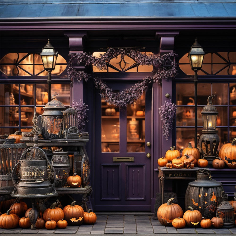 Pumpkins Store Window Halloween Backdrop RR7-390