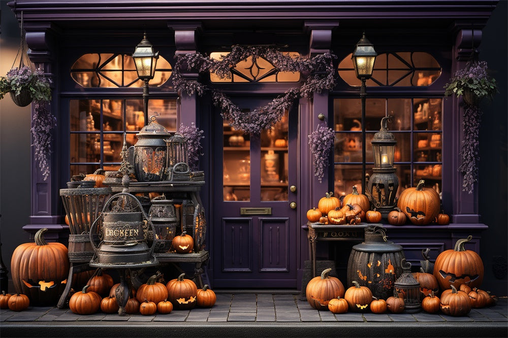 Pumpkins Store Window Halloween Backdrop RR7-390