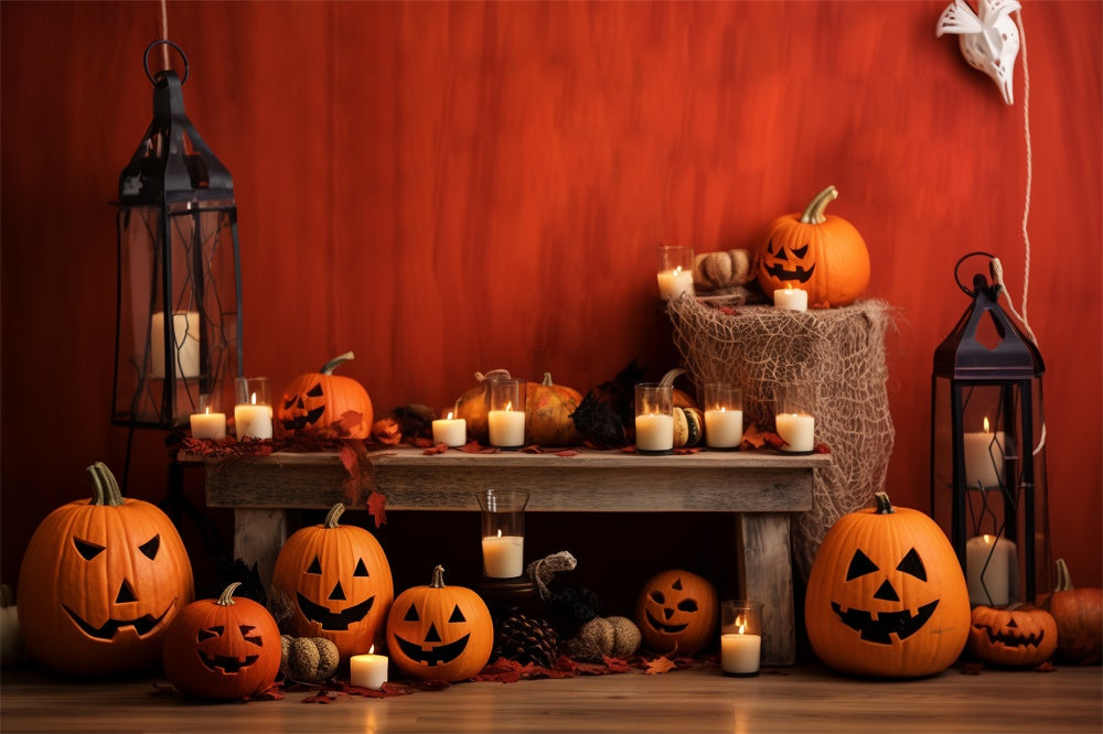 Pumpkins Bats Decor Halloween Photography Backdrop RR7-392