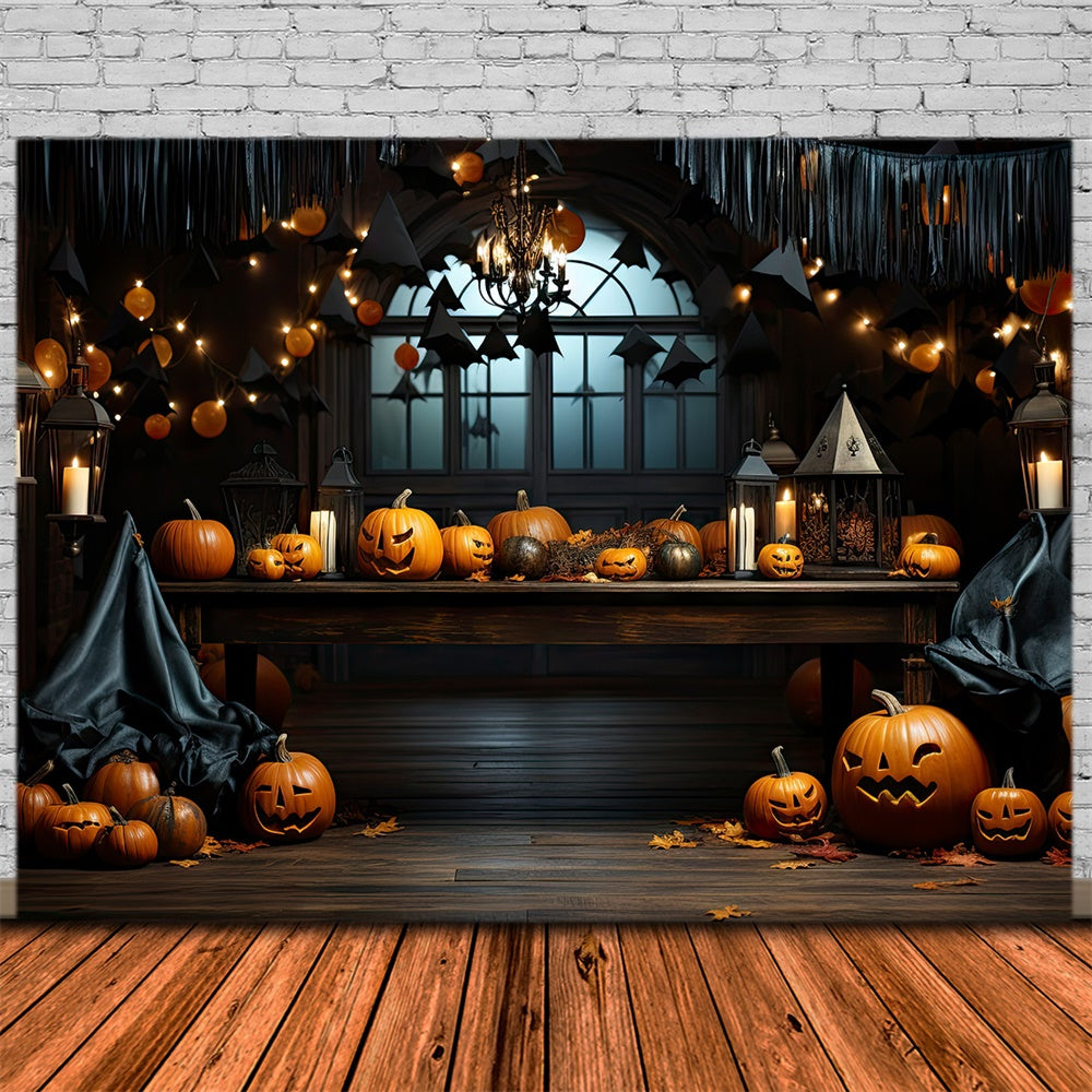 Halloween Horror Room Pumpkins Candles Backdrop RR7-394