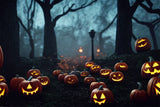 Halloween Night Forest Trees Pumpkins Backdrop RR7-396