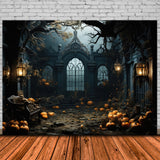 Halloween Haunted Mansion Pumpkins Backdrop RR7-397