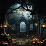 Halloween Haunted Mansion Pumpkins Backdrop RR7-397