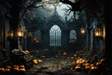 Halloween Haunted Mansion Pumpkins Backdrop RR7-397