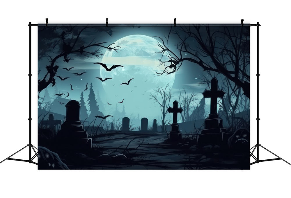 Halloween Spooky Graveyard Photography Backdrop RR7-399