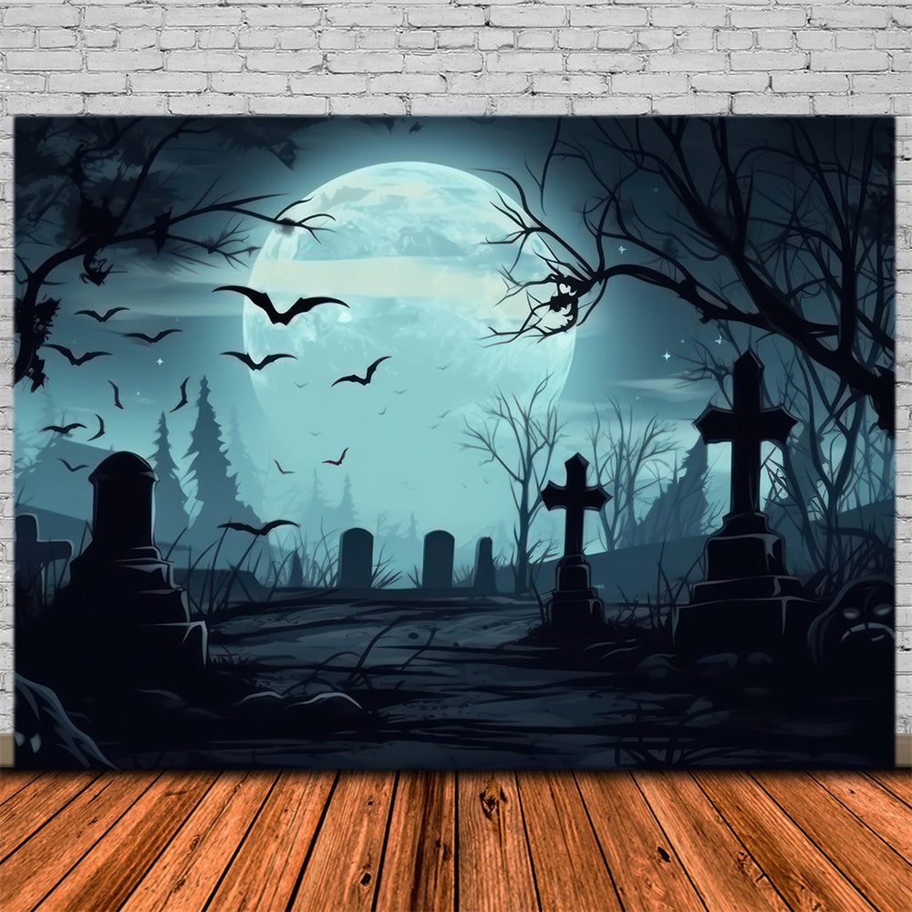 Halloween Spooky Graveyard Photography Backdrop RR7-399