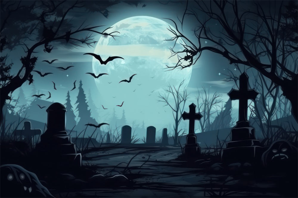 Halloween Spooky Graveyard Photography Backdrop RR7-399