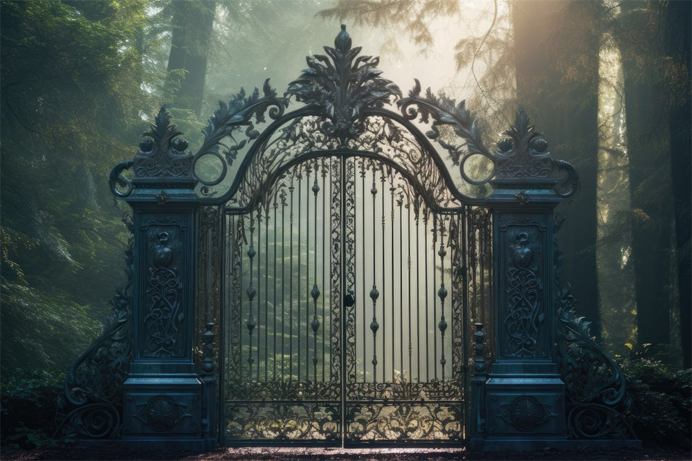 Halloween Forest Mansion Gate Photography Backdrop RR7-401