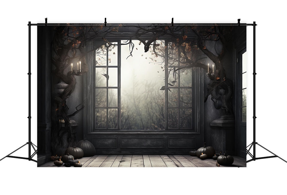 Halloween Spooky Window Photography Backdrop RR7-403