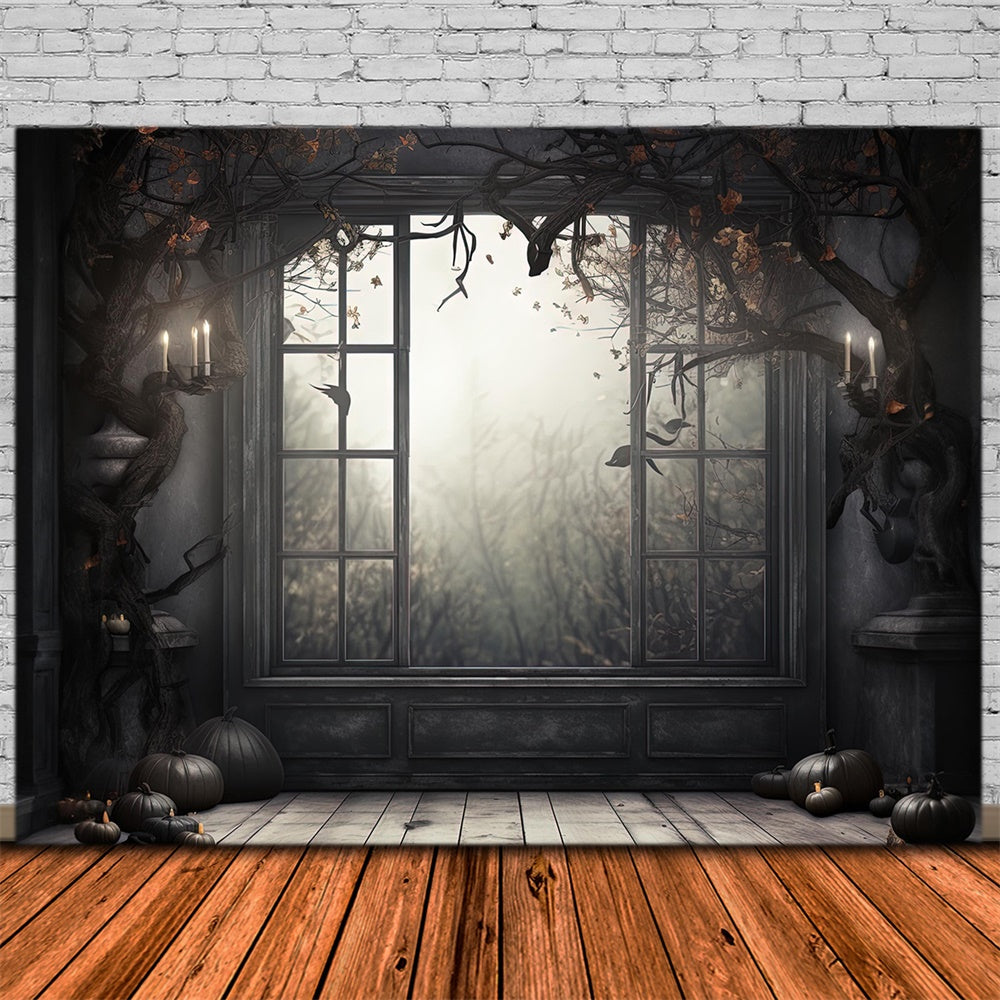 Halloween Spooky Window Photography Backdrop RR7-403