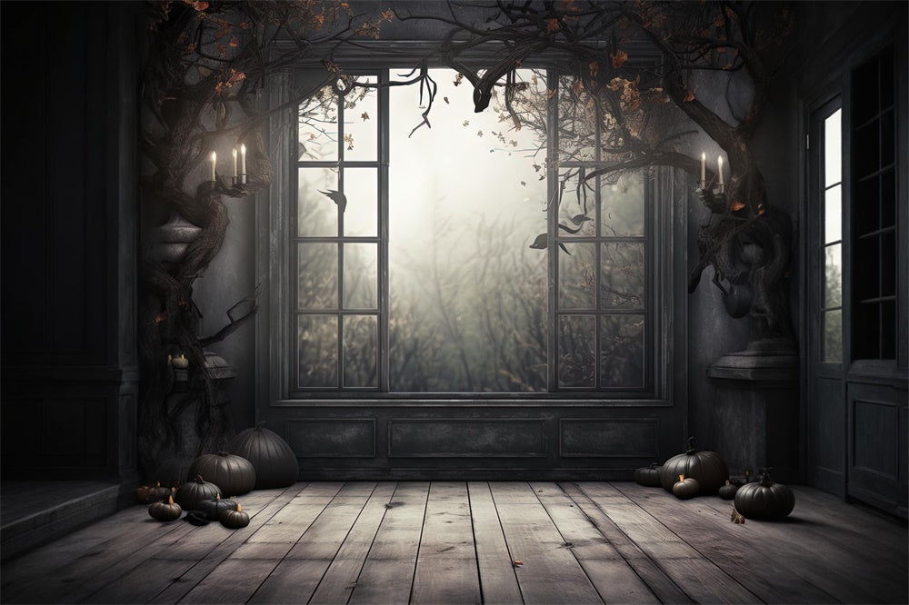 Halloween Spooky Window Photography Backdrop RR7-403