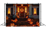 Halloween Night Pumpkin Door House Backdrop RR7-406