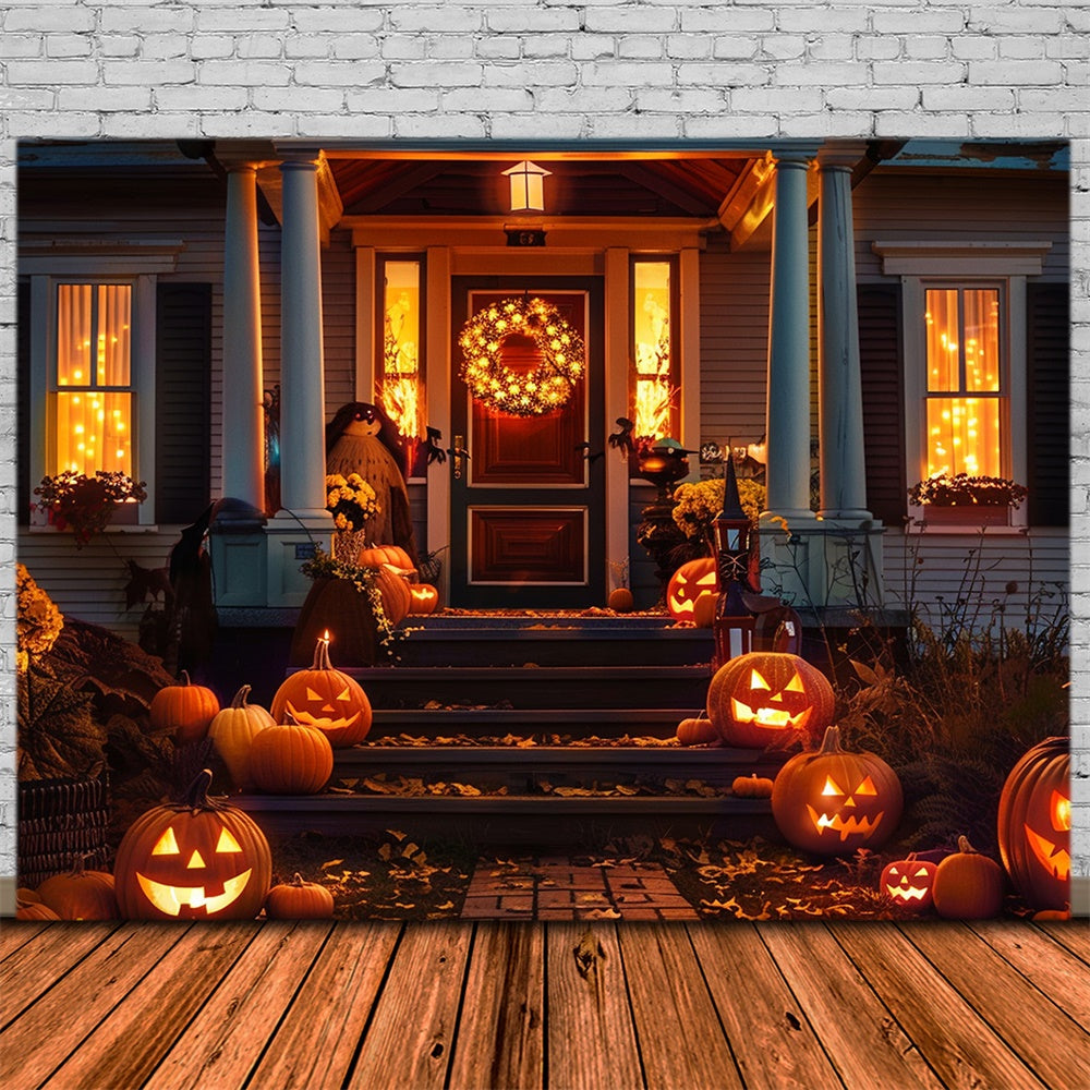 Halloween Night Pumpkin Door House Backdrop RR7-406