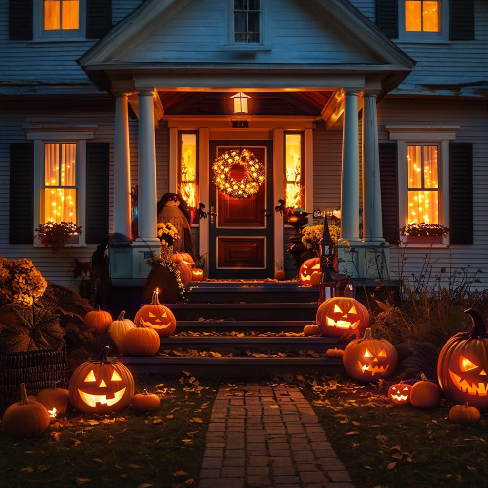 Halloween Night Pumpkin Door House Backdrop RR7-406