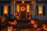 Halloween Night Pumpkin Door House Backdrop RR7-406