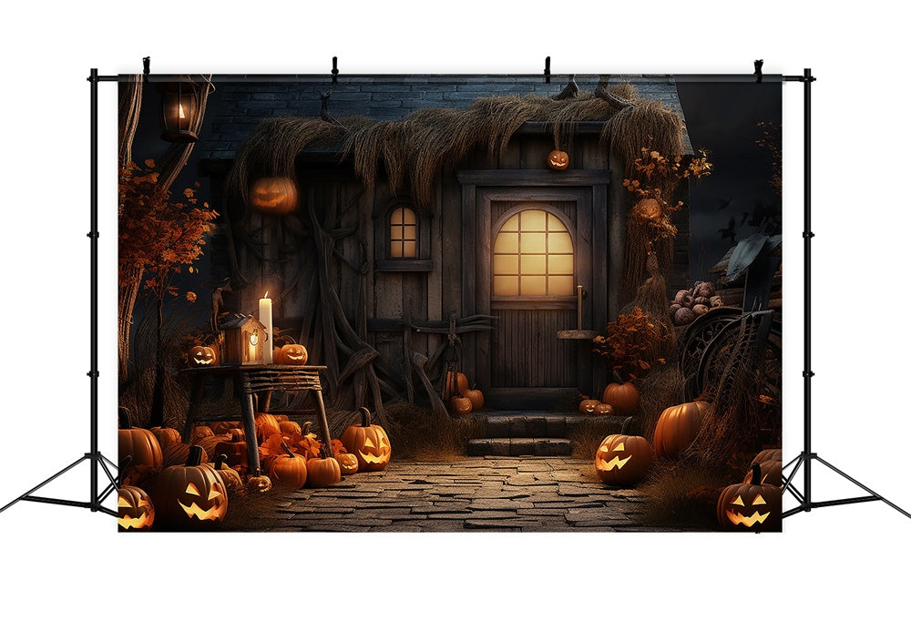 Halloween Night Courtyard Pumpkin Backdrop RR7-408