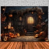 Halloween Night Courtyard Pumpkin Backdrop RR7-408