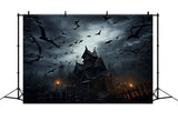 Gothic Halloween Castle Bats Photography Backdrop RR7-41