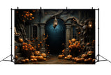 Halloween Pumpkins Candles Entrance Backdrop RR7-411