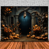 Halloween Pumpkins Candles Entrance Backdrop RR7-411