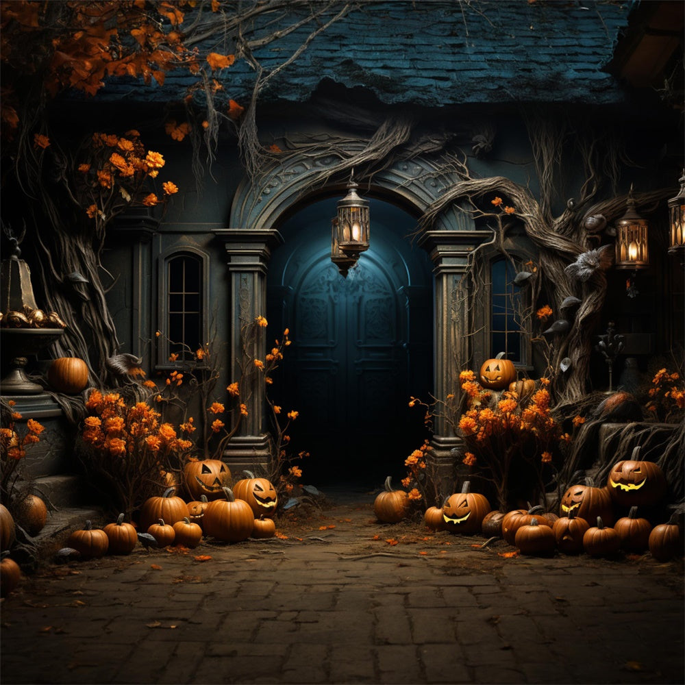 Halloween Pumpkins Candles Entrance Backdrop RR7-411