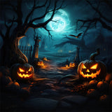 Spooky Halloween Forest Night Pumpkin Backdrop RR7-416