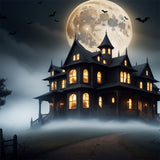 Halloween Full Moon Haunted Mansion Backdrop RR7-423