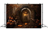 Halloween Abandoned Cabin Pumpkins Backdrop RR7-424