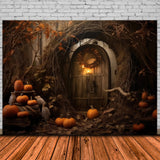 Halloween Abandoned Cabin Pumpkins Backdrop RR7-424